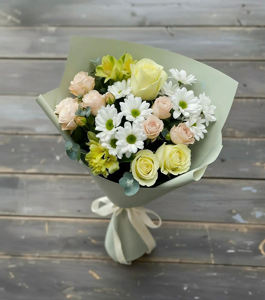 Букет цветов из: Альстромерии, Розы и Хризантемы в Перхушково