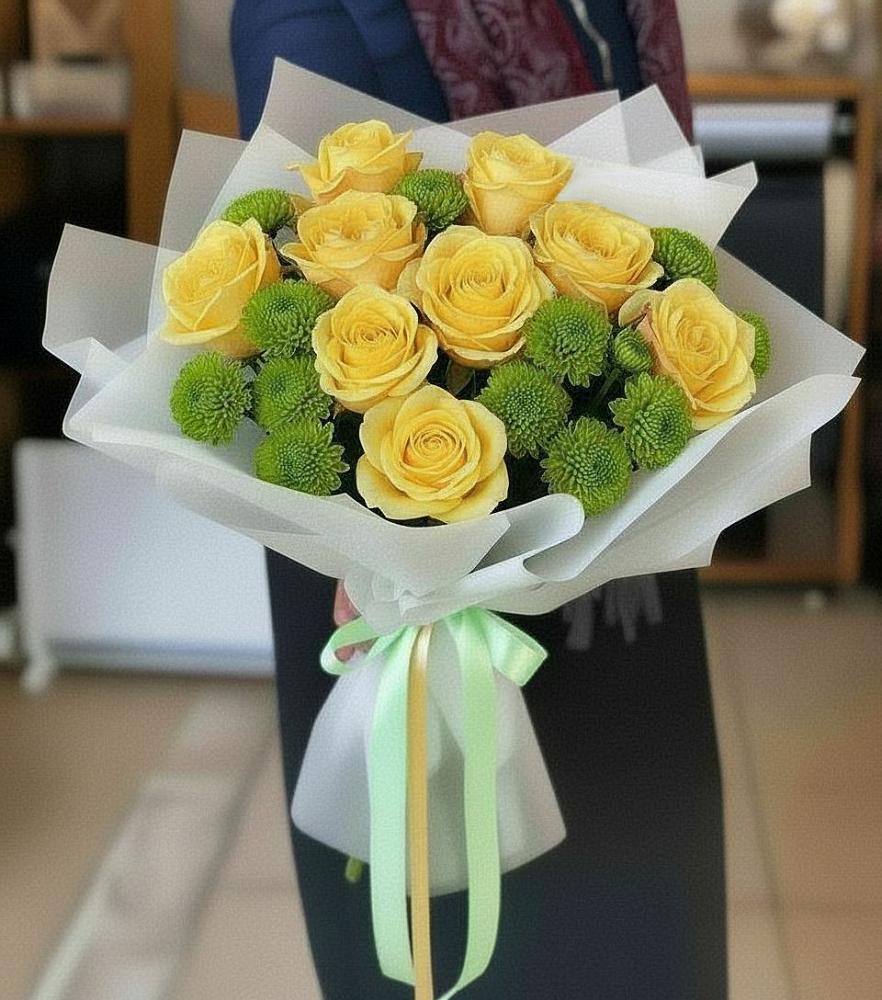 Букет цветов из: Хризантемы и Розы в Перхушково