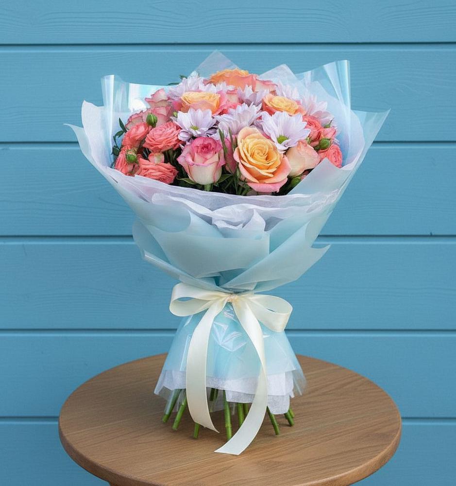 Букет цветов из: Хризантемы и Розы в Перхушково