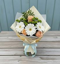 Букет цветов из:  Герберы, Розы и Хризантемы в Перхушково